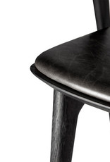 Oak Bok Black Dining Chair - Black Leather - Varnished