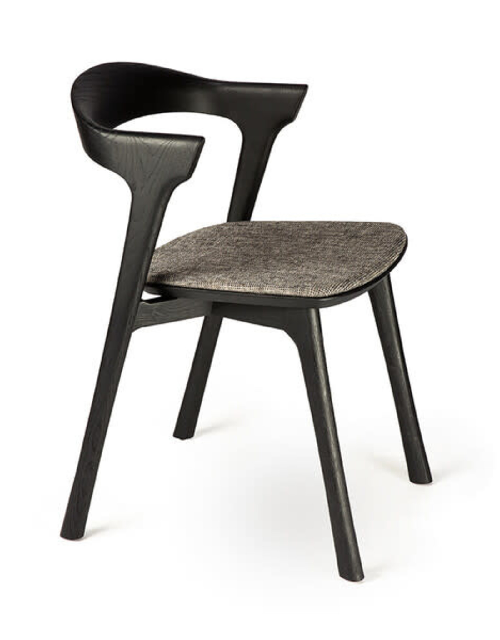 Oak Bok Black Dining Chair, Grey - Varnished