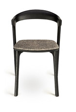 Oak Bok Black Dining Chair, Grey - Varnished