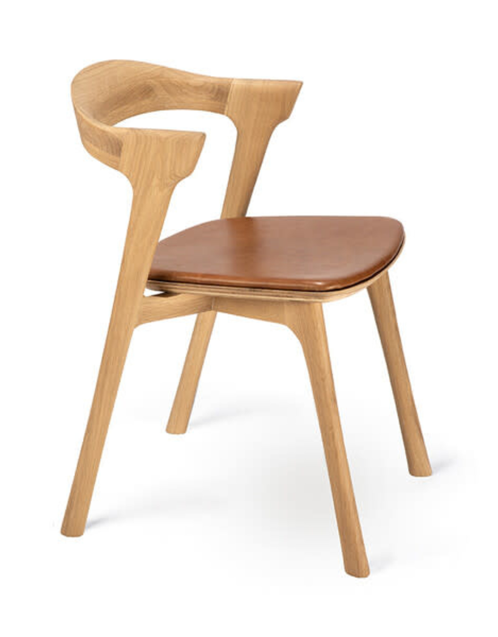 Oak Bok dining chair - cognac leather - Varnished