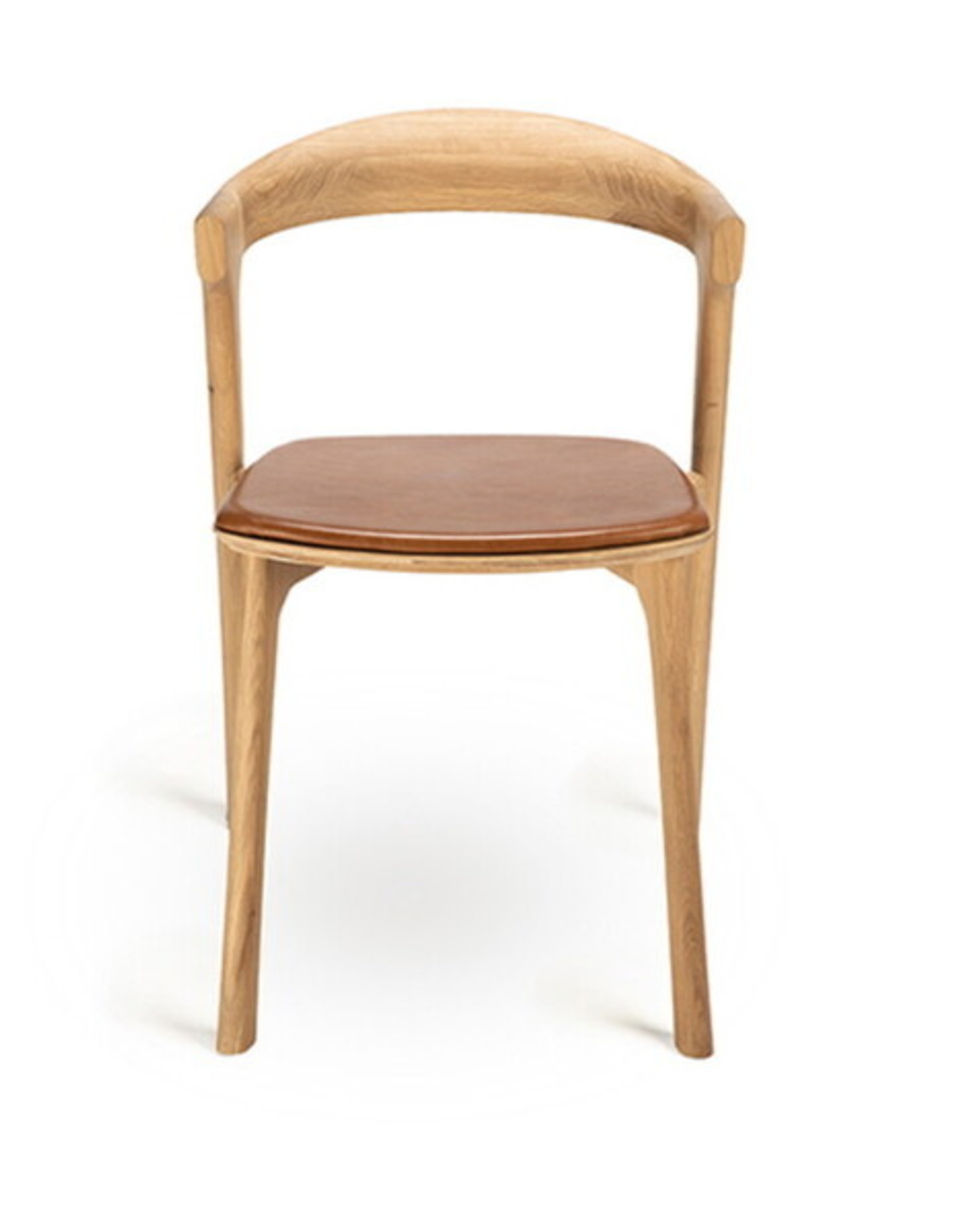 Oak Bok Dining Chair - Cognac Leather - Varnished