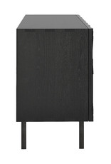 Teak Graphic sideboard - 3 doors - black - Varnished 66 x 18 x 31