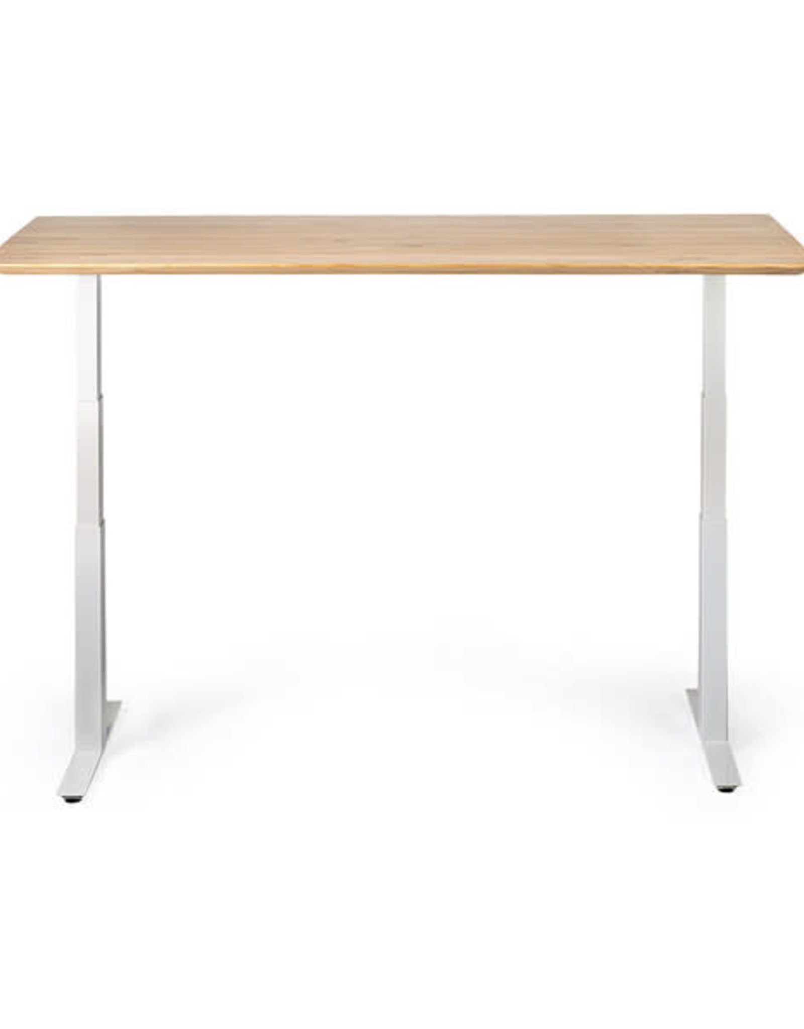 Oak Bok Adjustable Desk - White Frame - Us