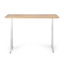 Oak Bok Adjustable Desk - White Frame - Us
