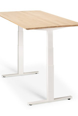 Oak Bok adjustable desk - white frame - US
