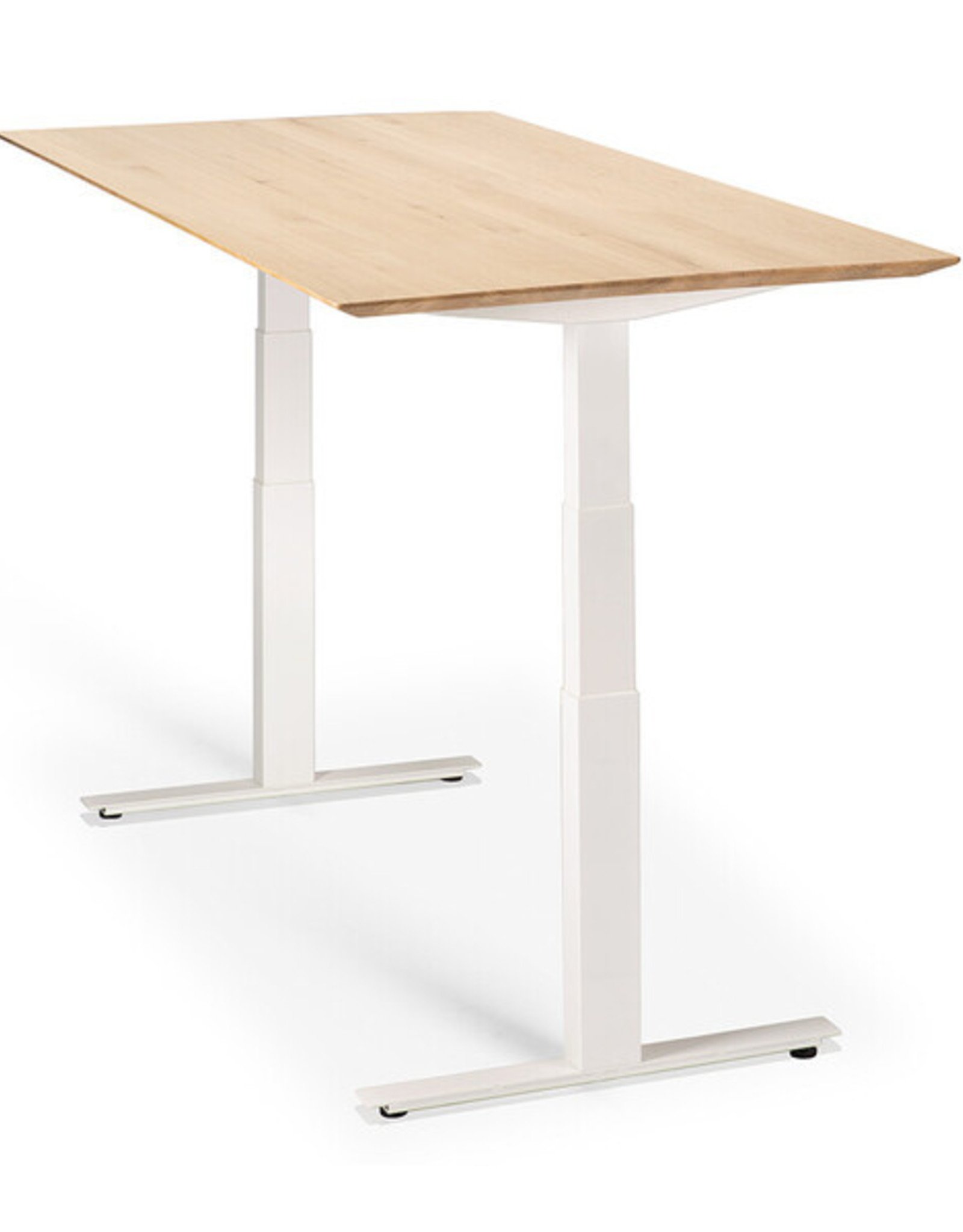 Oak Bok Adjustable Desk - White Frame - Us