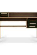 Oak Origami Desk - Black - 5 Drawers