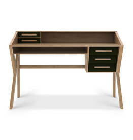 Oak Origami Desk - Black - 5 Drawers