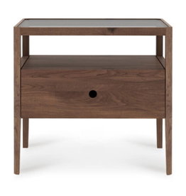 Walnut Spindle Bedside Table - 1 Drawer