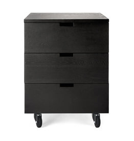 Oak Billy Drawer Unit - 3 Drawers - Black - Varnished