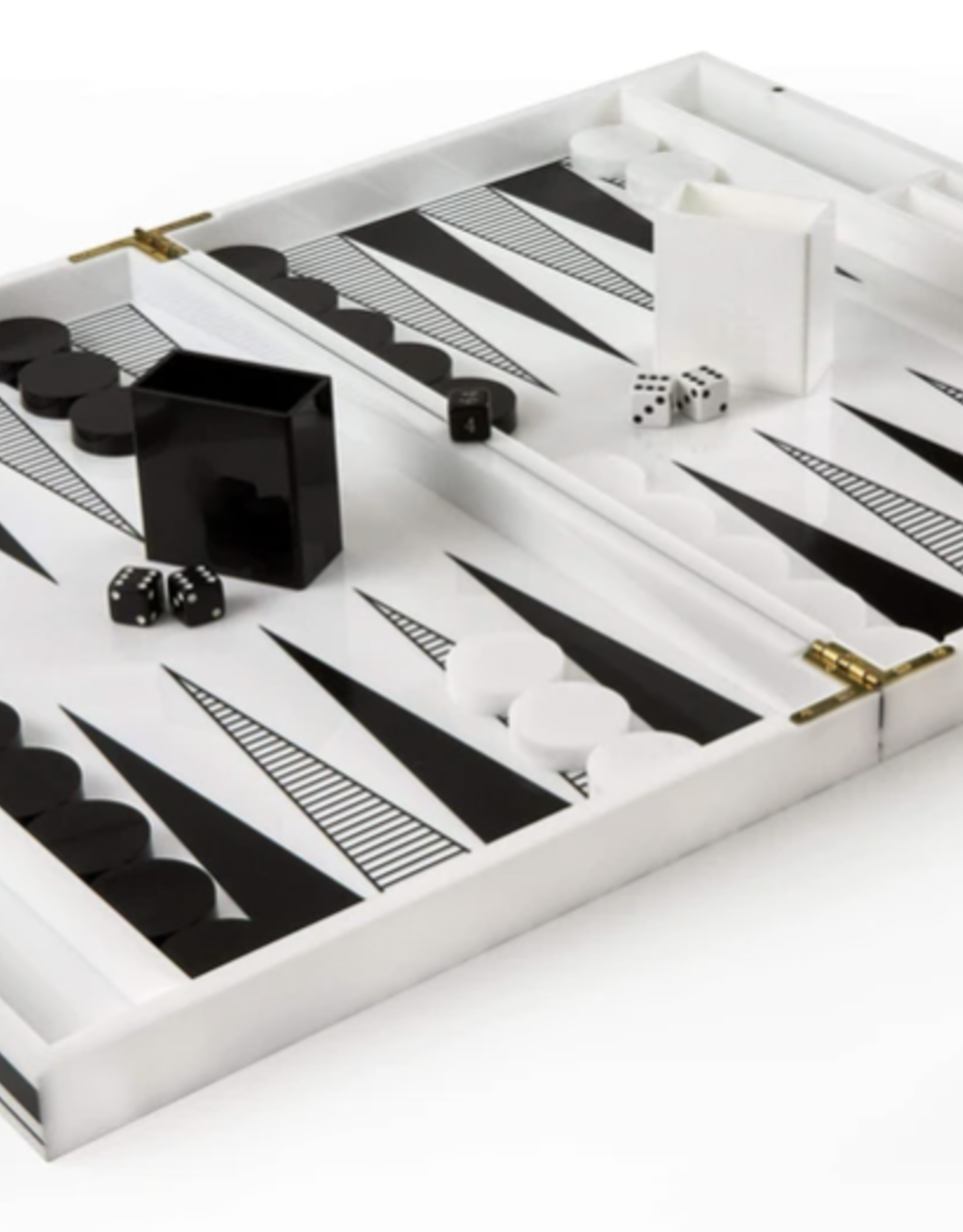 Acrylic Backgammon - White W/ Design