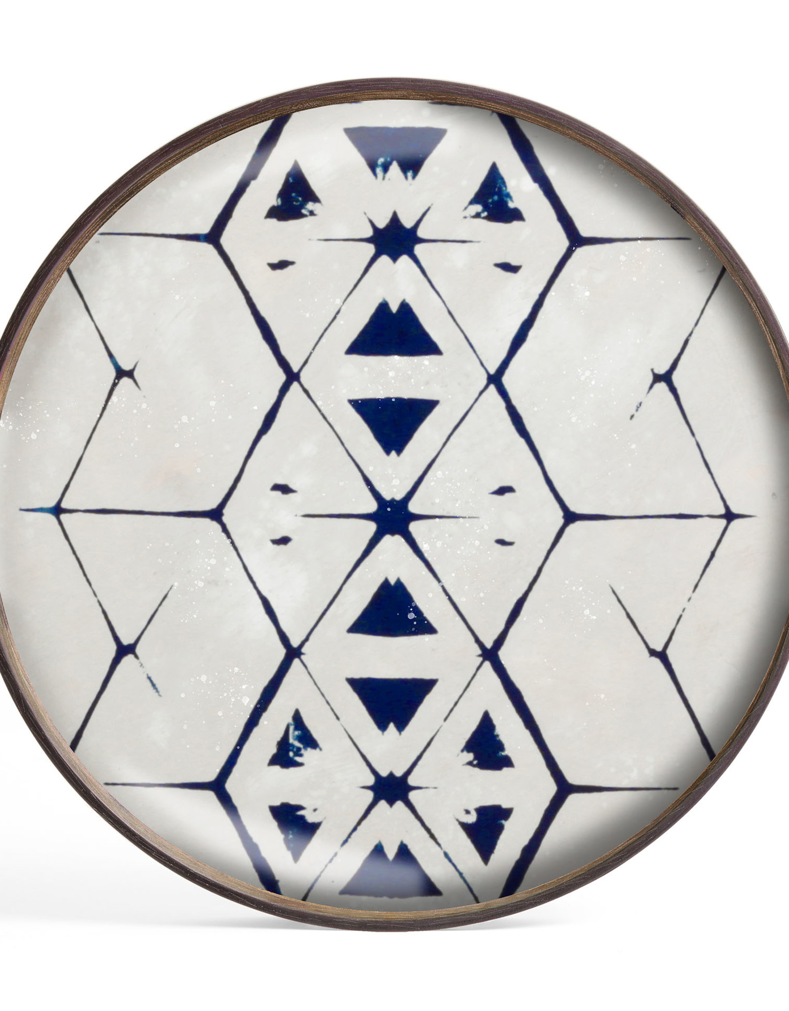 Tribal Hexagon Glass Tray - Round - S 19 X 19 X 2