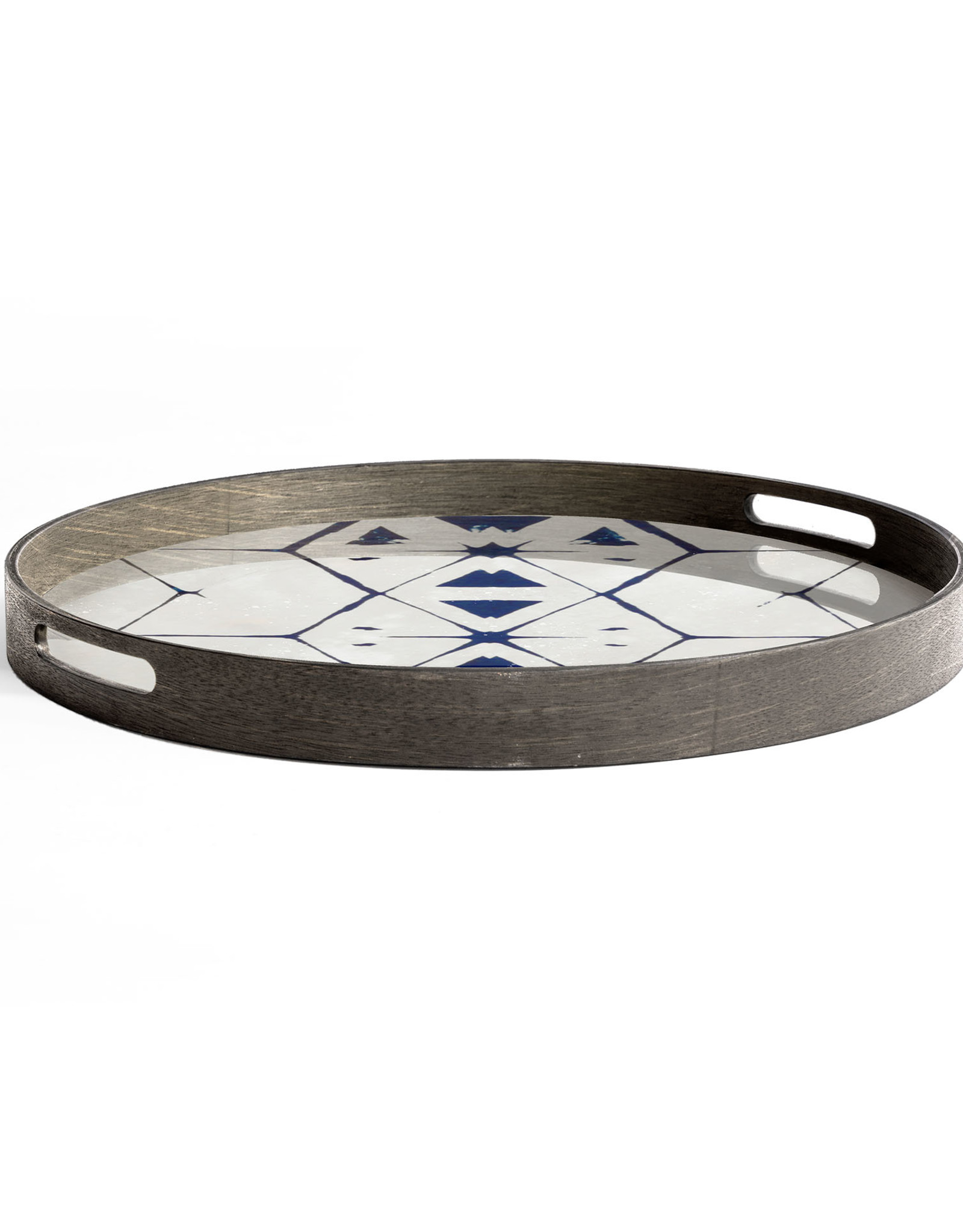 Tribal Hexagon Glass Tray - Round - S 19 X 19 X 2