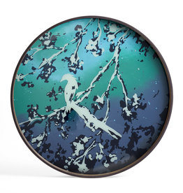 Birds Of Paradise Glass Tray - Round - L 24 X 24 X 2