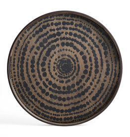 Black Beads Wooden Tray - Round - S