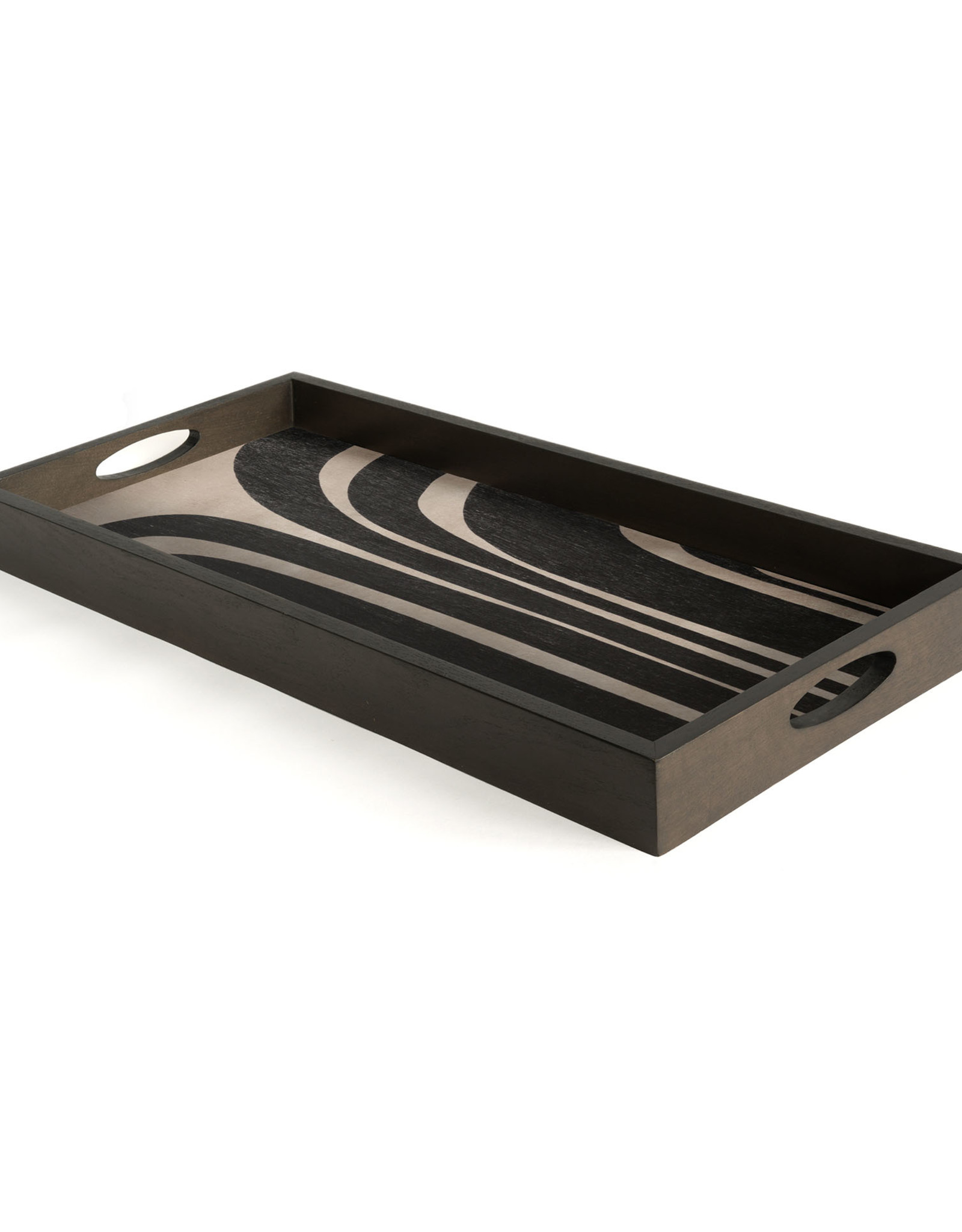 Graphite Curves Wooden Tray - Rectangular - M 27 X 12 X 2