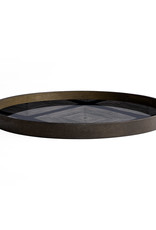 Ink Linear Squares Glass Tray - Round - L