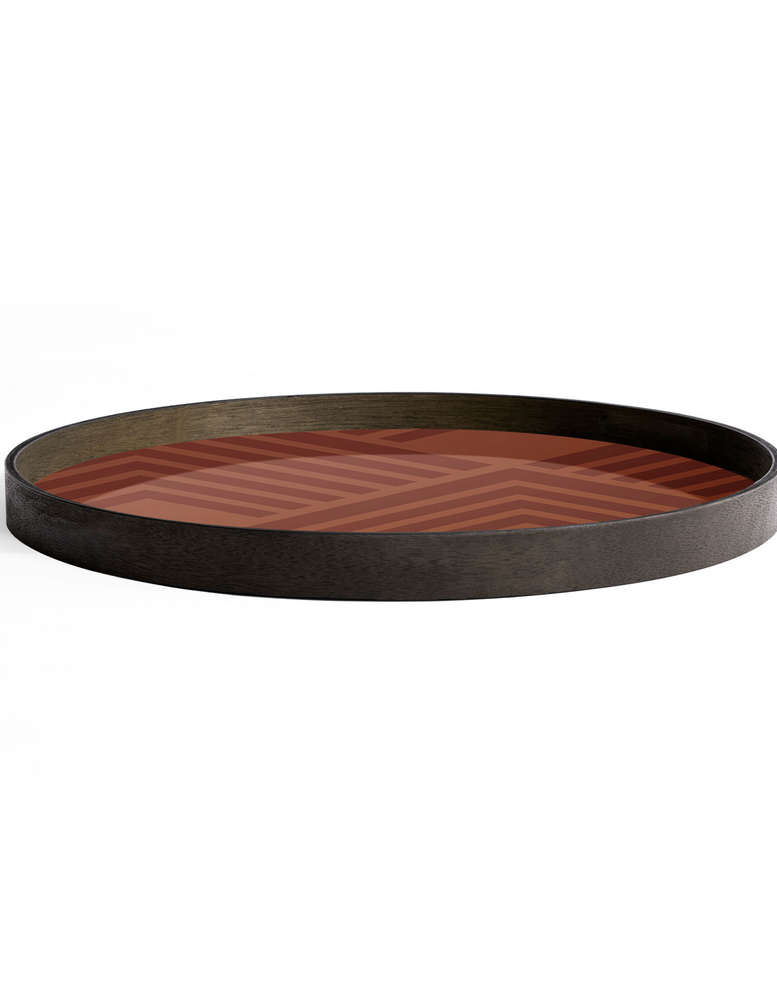 Orange Chevron Glass Tray - Round - L 24 X 24 X 2