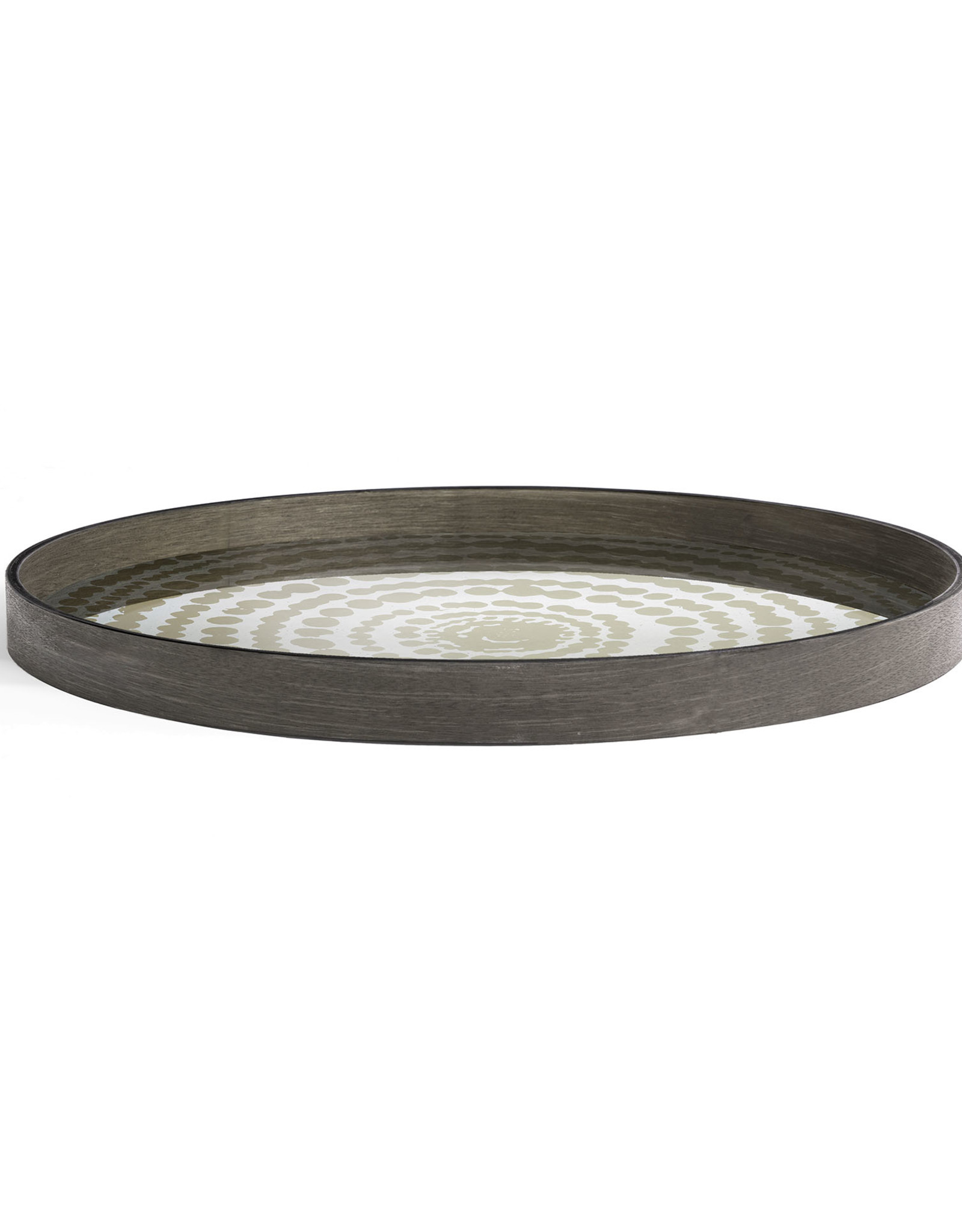 Gold Beads Mirror Tray - Round - L