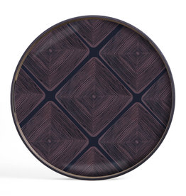 Midnight Linear Squares Glass Tray - Round - S