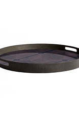 Midnight Linear Squares Glass Tray - Round - S