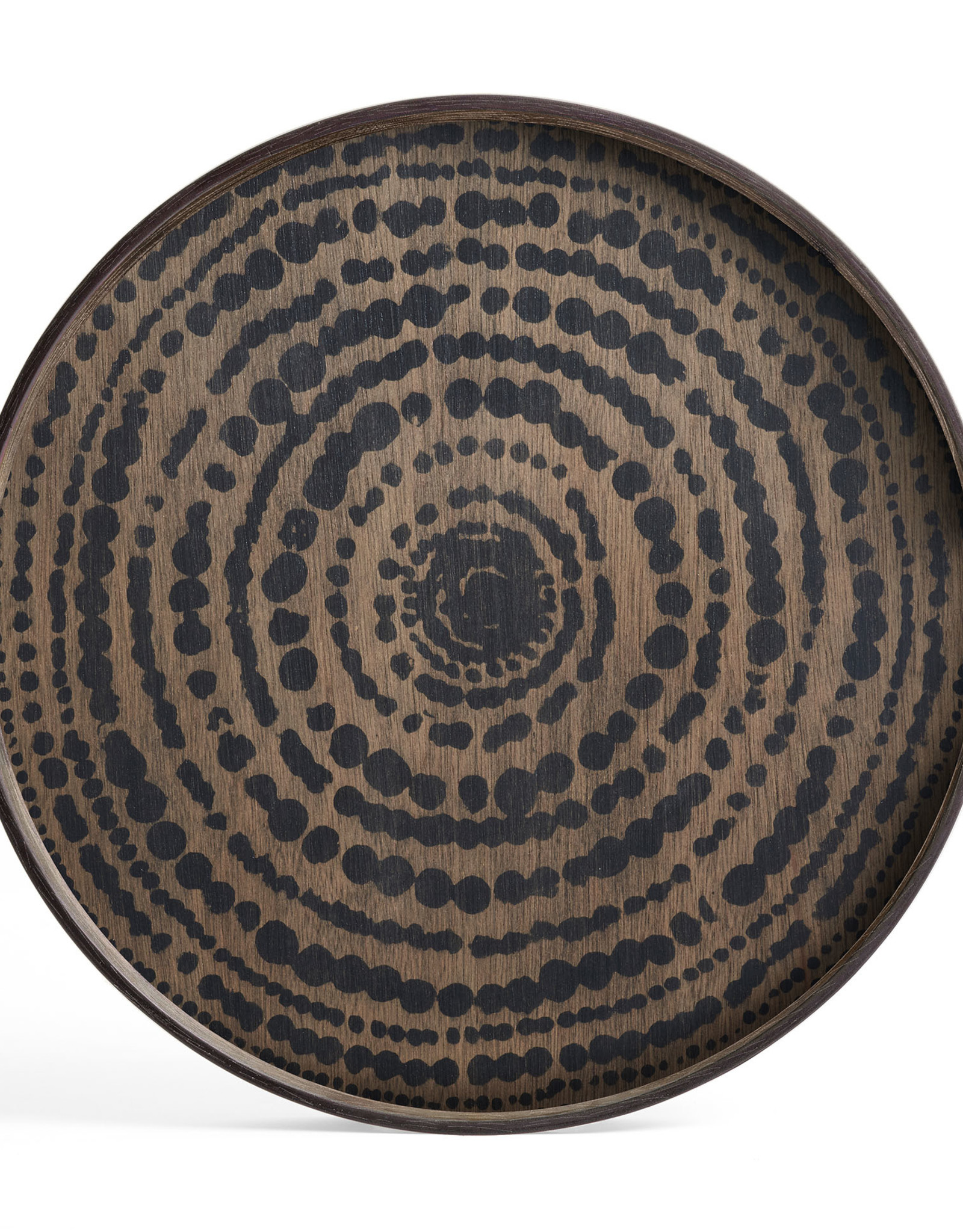 Black Beads Wooden Tray - Round - S