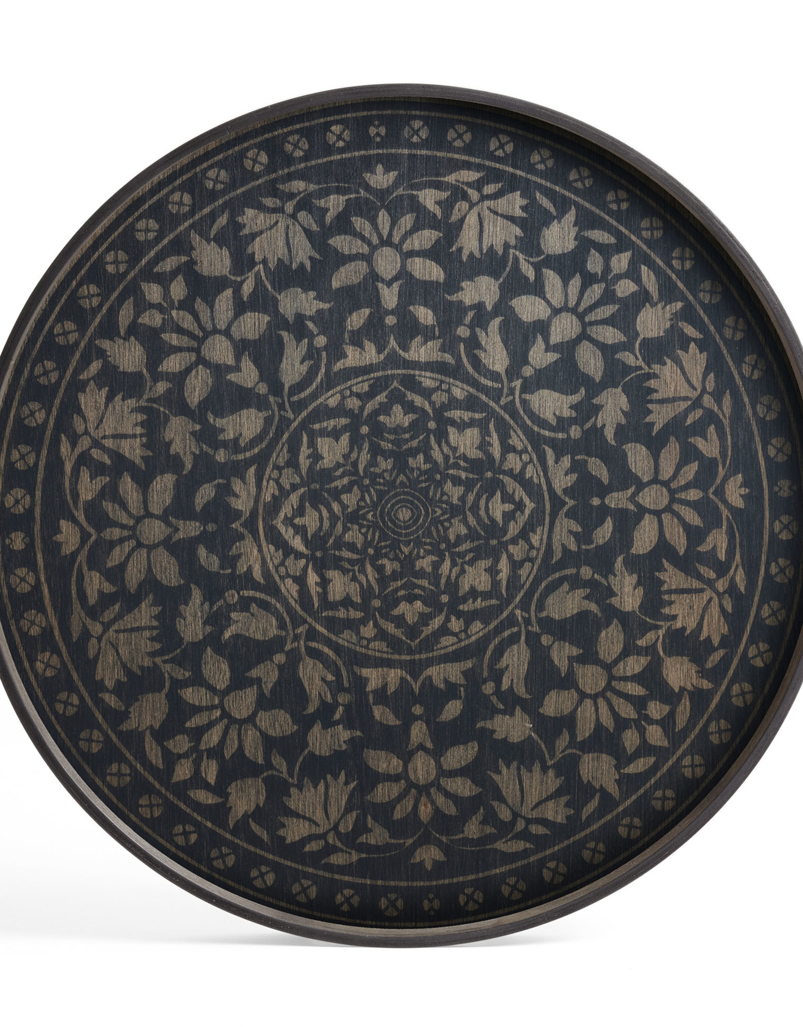 Black Marrakesh Wooden Tray - Round - L