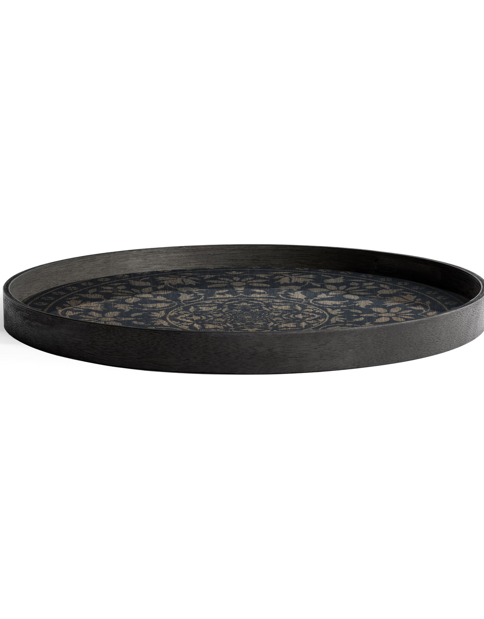 Black Marrakesh Wooden Tray - Round - L