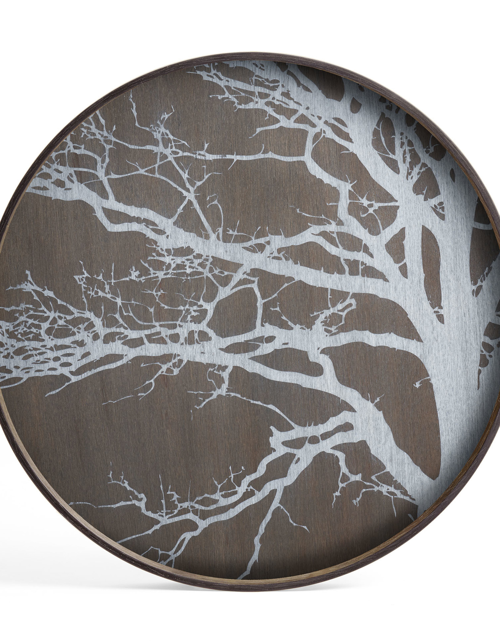 White Tree Wooden Tray - Round - L