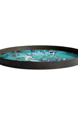 Birds Of Paradise Glass Tray - Round - L 24 X 24 X 2