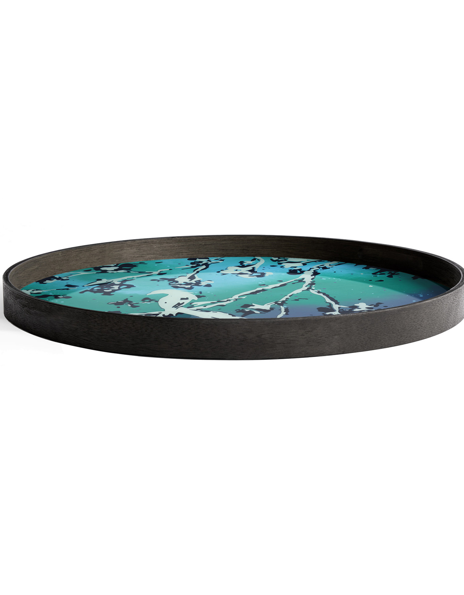 Birds Of Paradise Glass Tray - Round - L 24 X 24 X 2