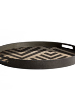 Graphite Chevron wooden tray - round - S