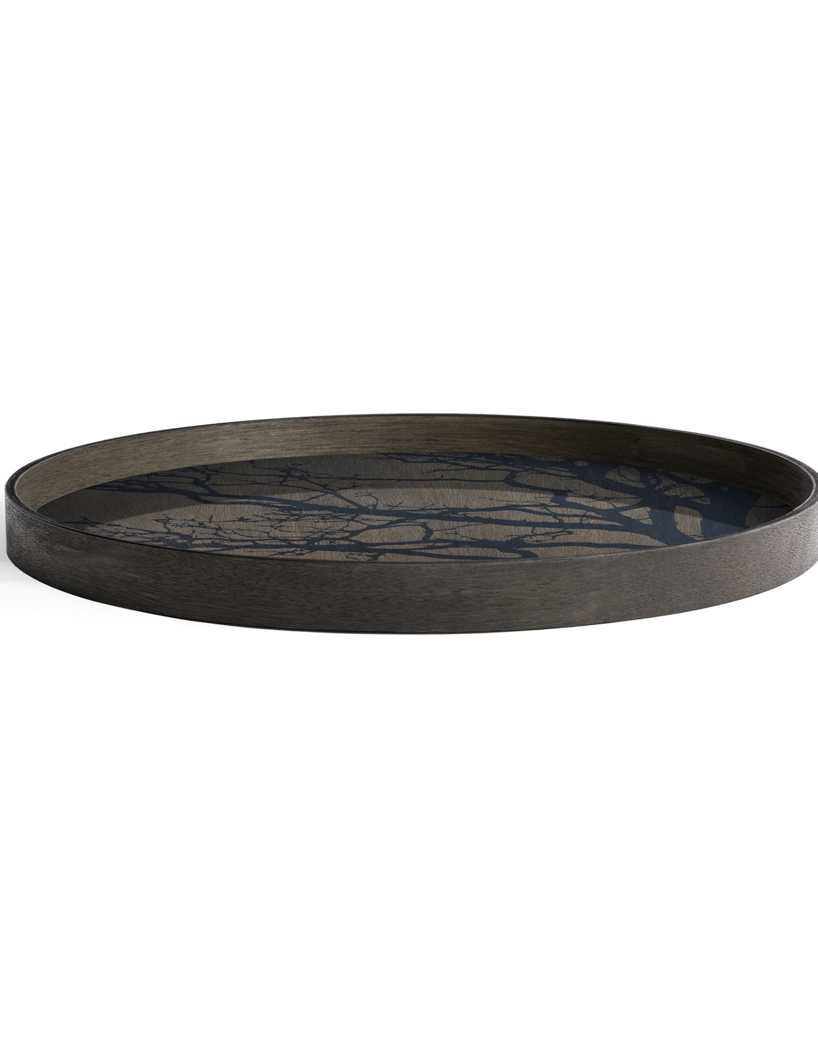 Black Tree Wooden Tray - Round - L