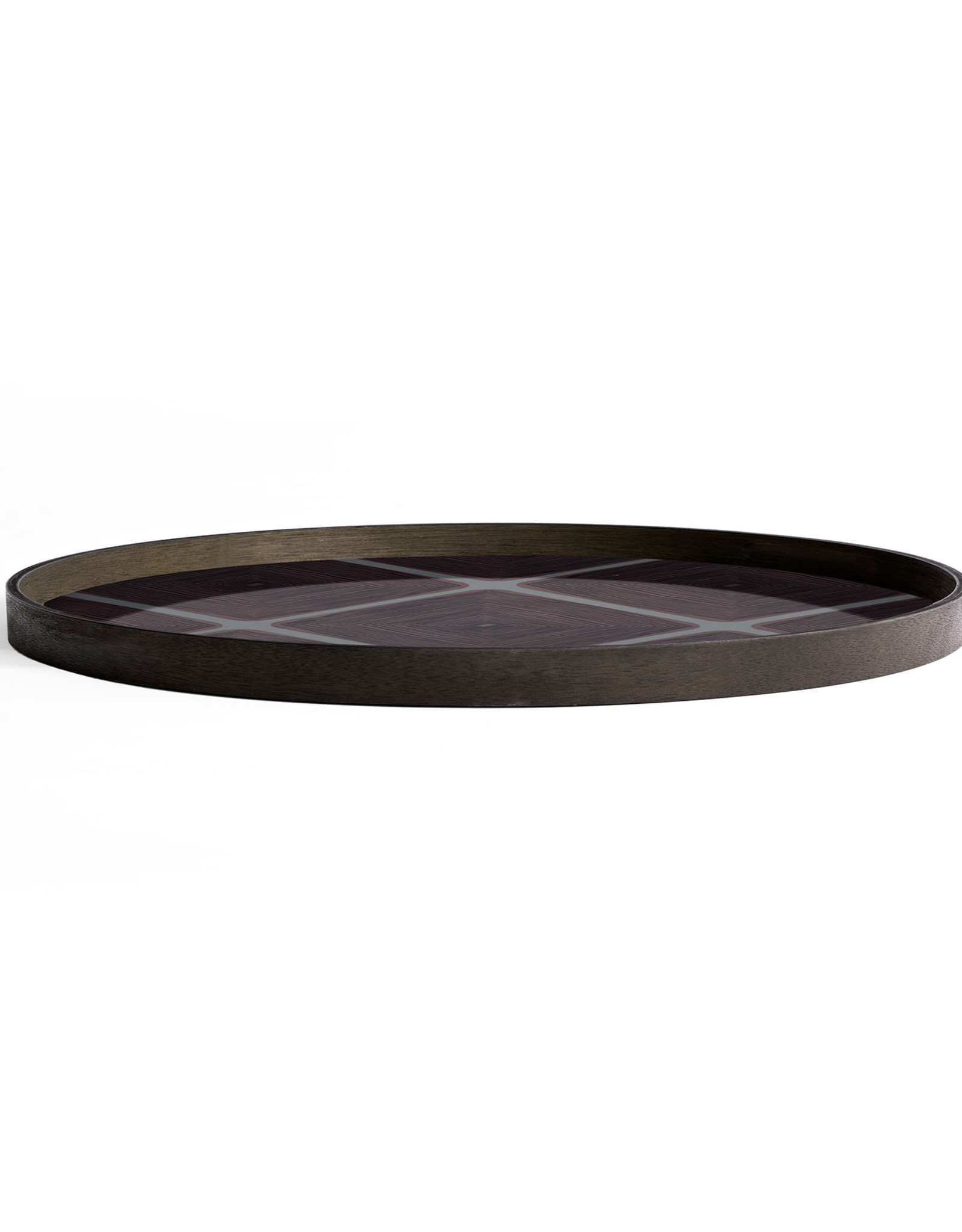 Slate Linear Squares Glass Tray - Round - Xl