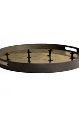 Brown Dots glass tray - round - S