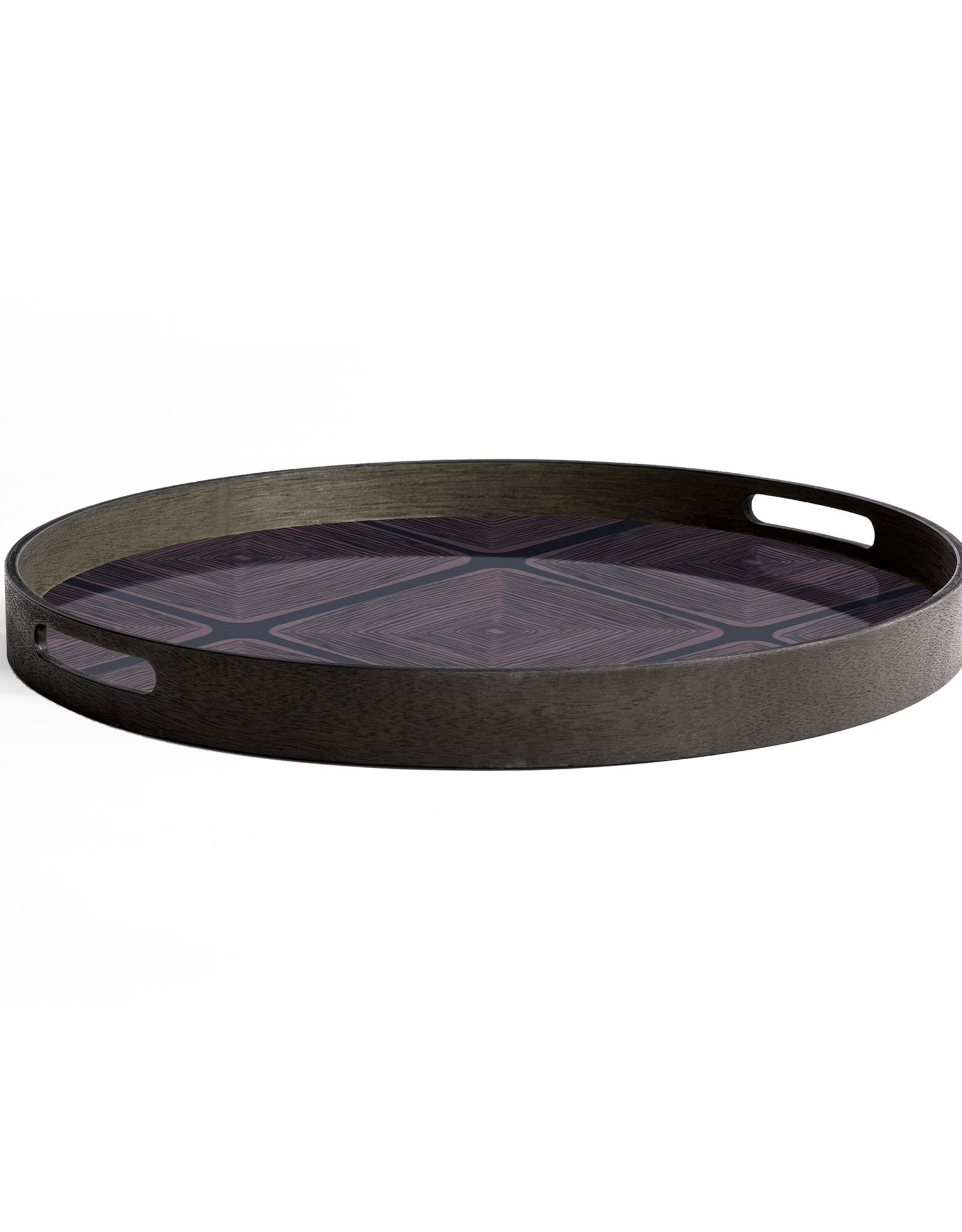 Midnight Linear Squares Glass Tray - Round - S