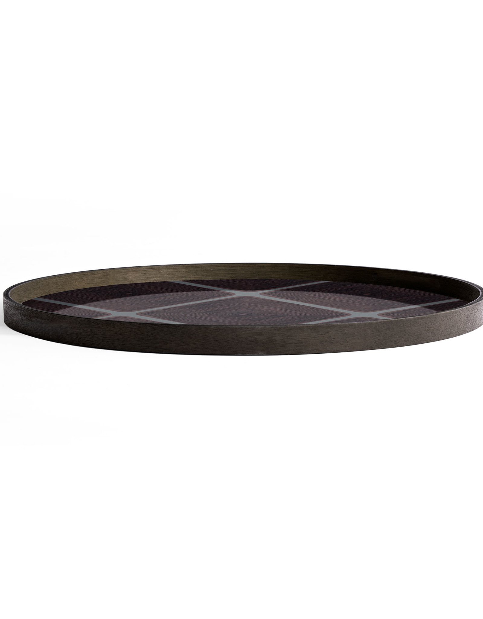 Slate Linear Squares glass tray - round - XL