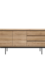 Oak Shadow Sideboard - 2 Doors - 3 Drawers - Black Metal Legs