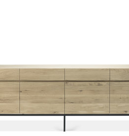 Oak Ligna Sideboard - 4 Doors - 4 Drawers - Black Metal Legs