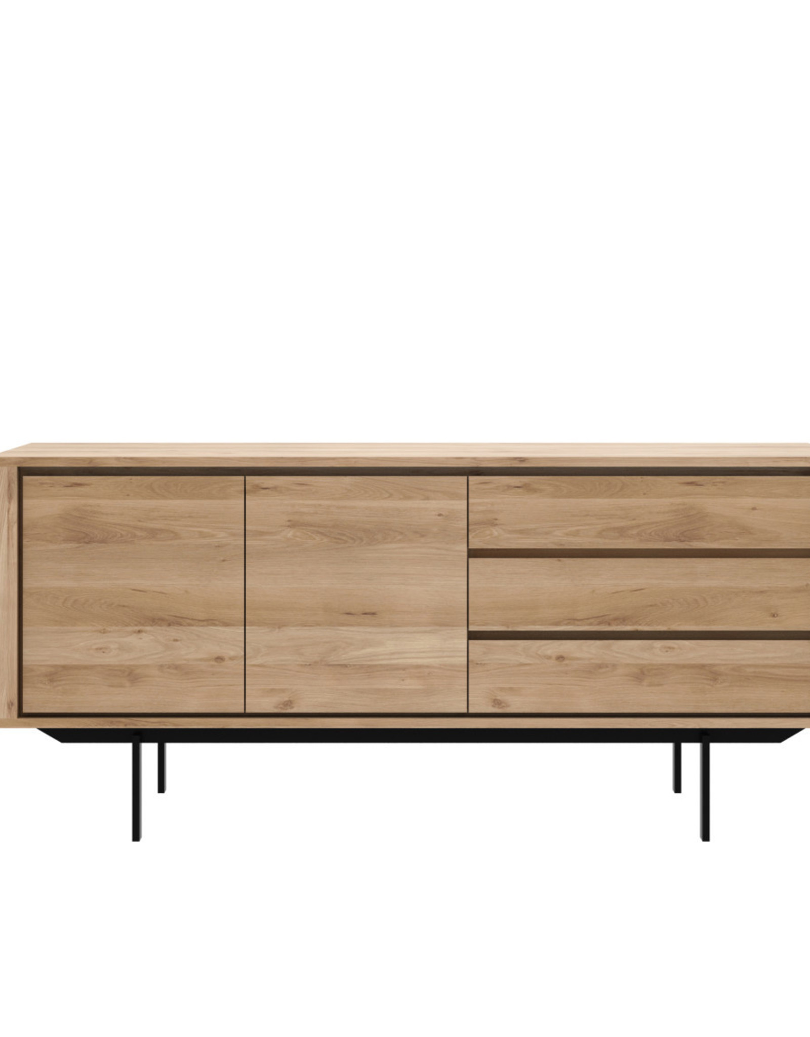 Oak Shadow Sideboard - 2 Doors - 3 Drawers - Black Metal Legs