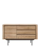 Oak Shadow Sideboard - 1 Door - 3 Drawers - Black Metal Legs