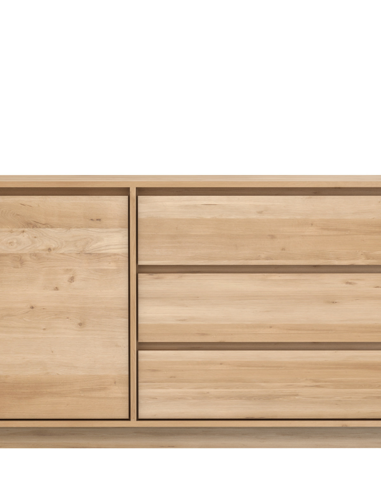 Oak Wave Sideboard - 1 Door - 3 Drawers