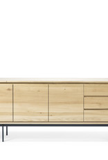 Oak Shadow Sideboard - 3 Doors - 3 Drawers - Black Metal Legs