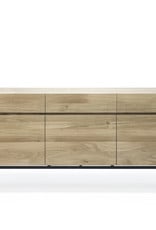 Oak Ligna Sideboard - 3 Doors - 3 Drawers - Black Metal Legs