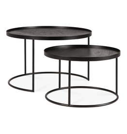 Round tray coffee table set - S/L - varnished (trays not included)