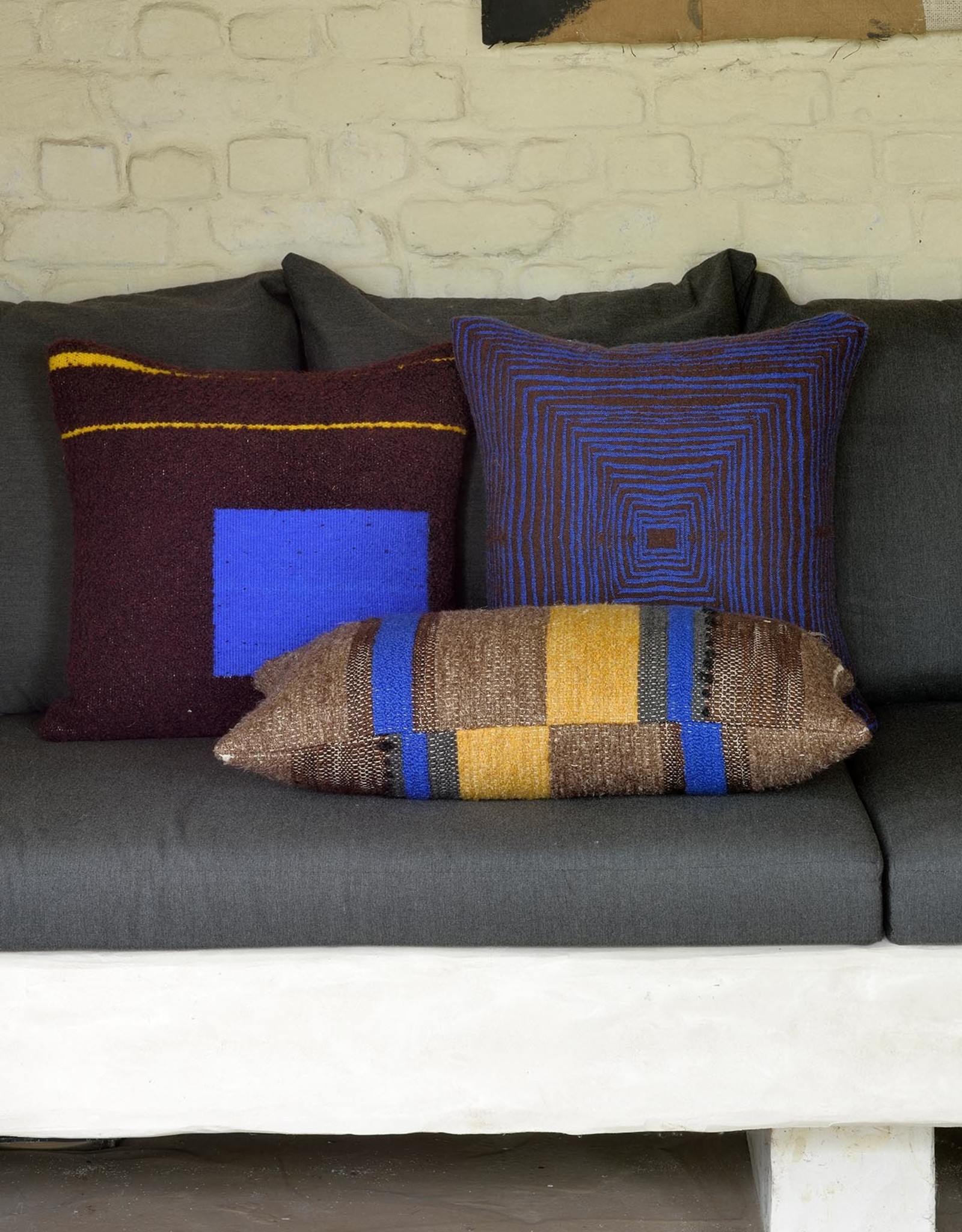 Brown Linear Square Cushion