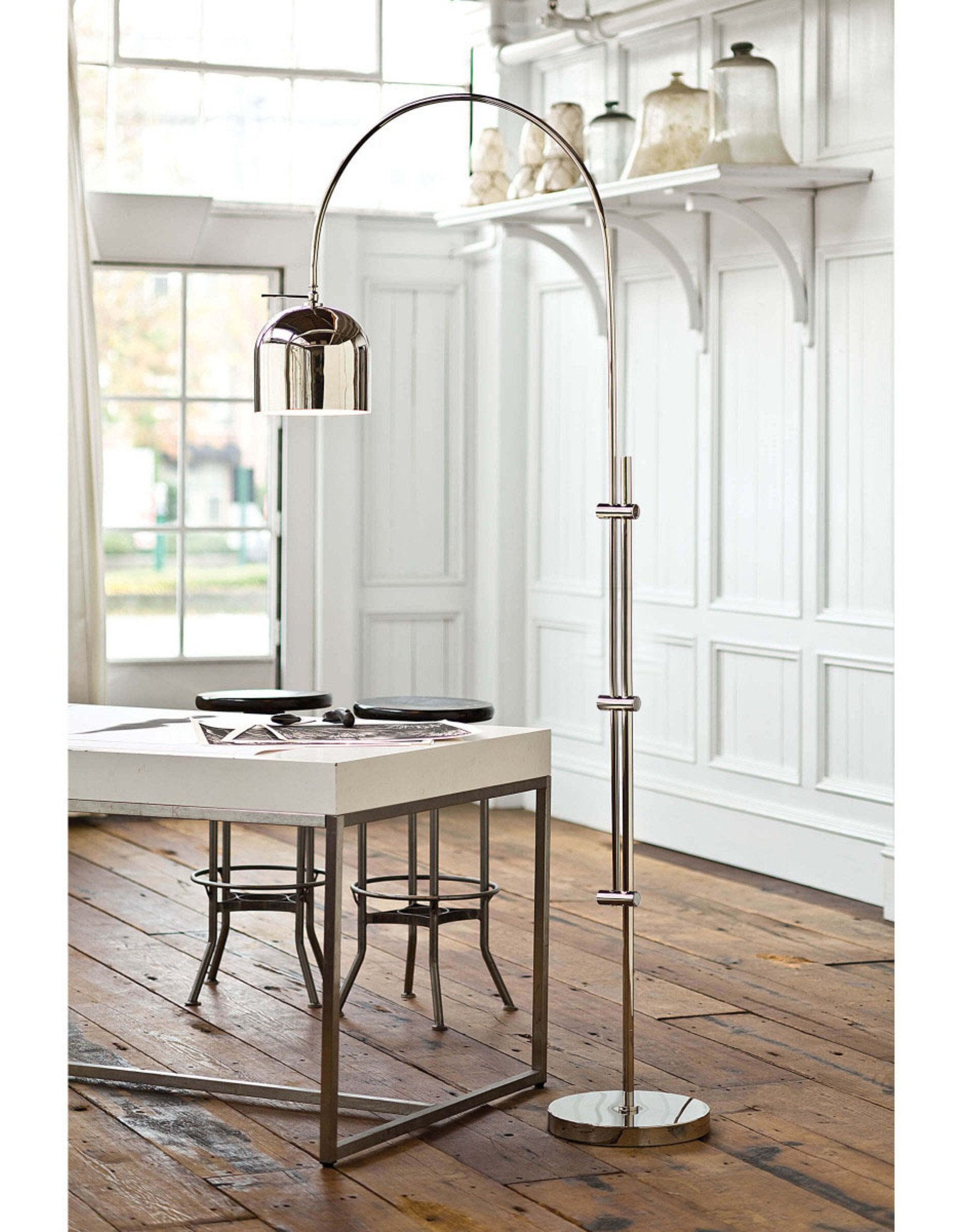 Regina Andrew Design Arc Floor Lamp With Metal Shade (Polished Nickel)
