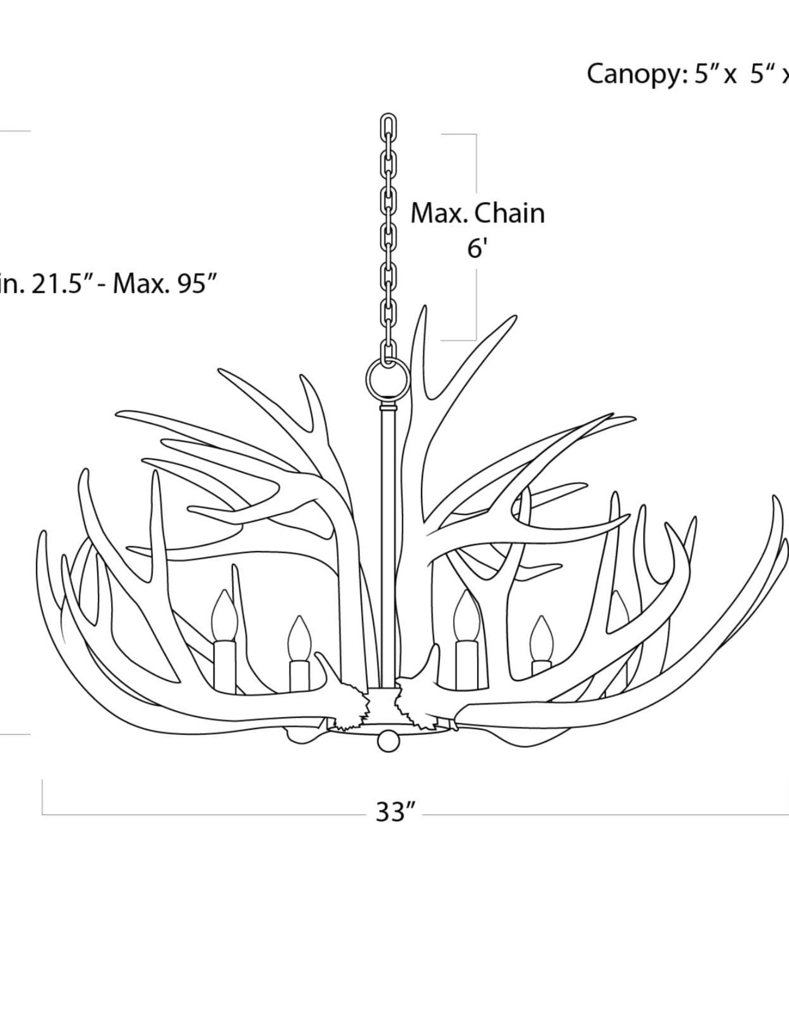 Regina Andrew Design Antler Chandelier (Ambered Silver Leaf)