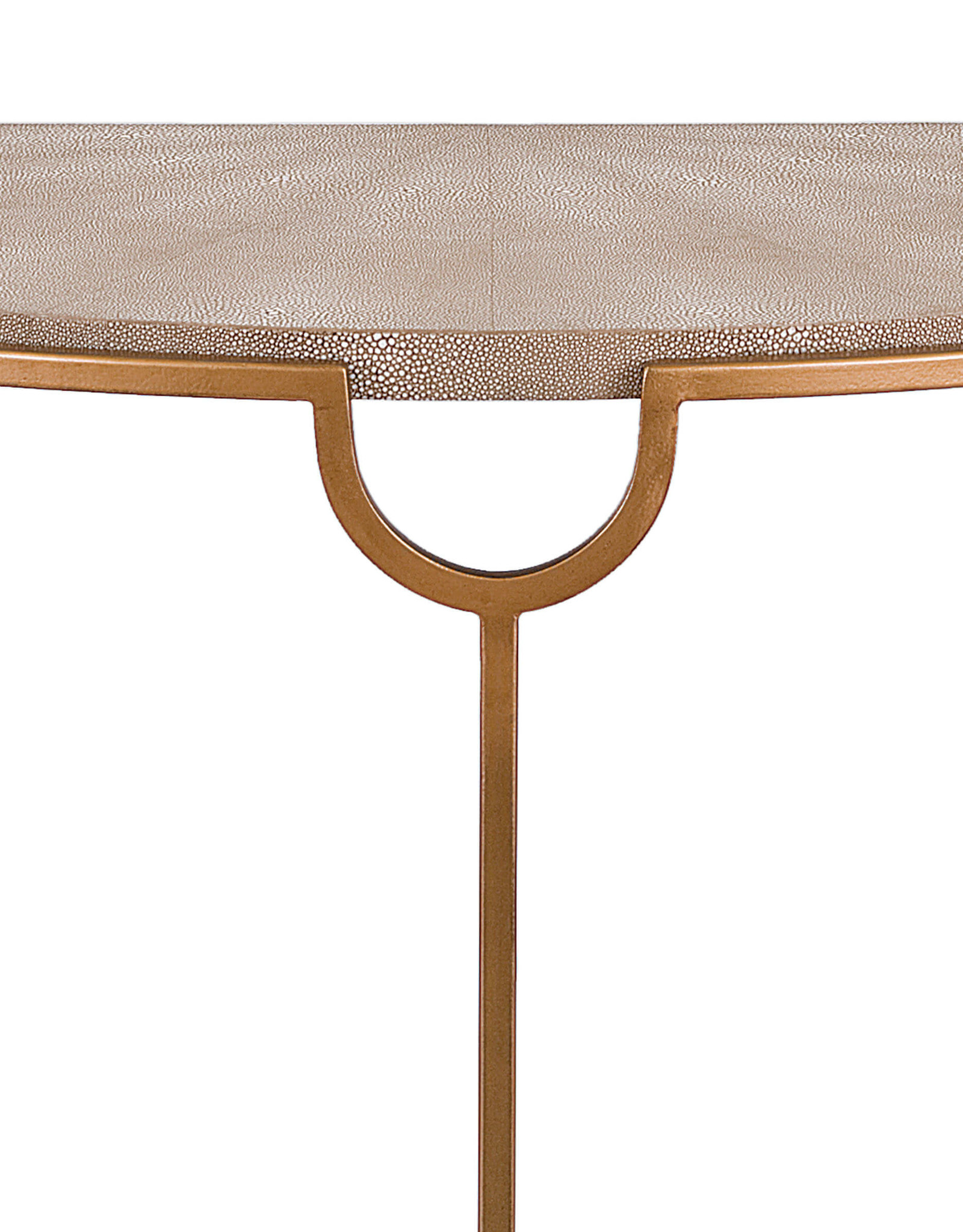 Regina Andrew Design Vogue Shagreen Demilune Console (Ivory Grey and Brass)