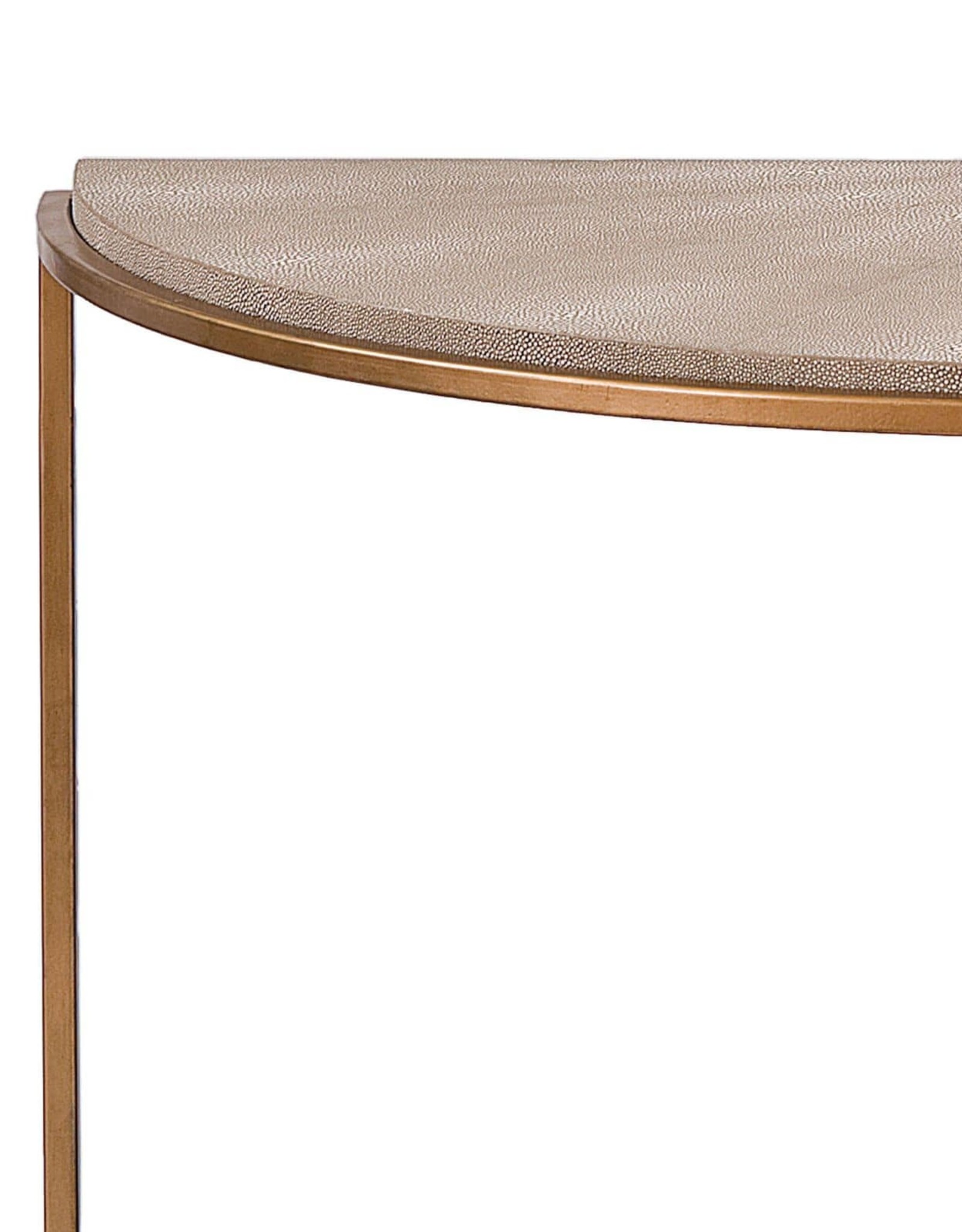 Regina Andrew Design Vogue Shagreen Demilune Console (Ivory Grey and Brass)